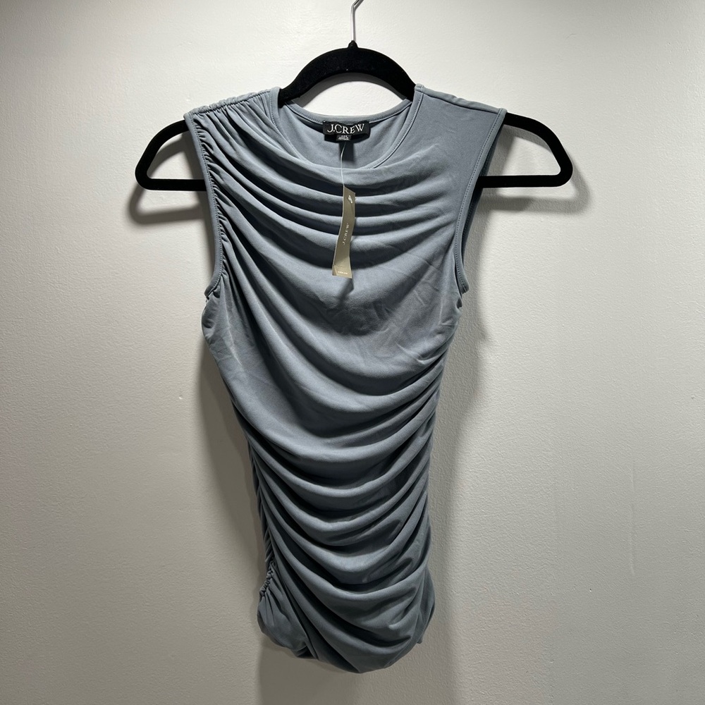 J.Crew Light Slate Ruched Sleeveless Shell - Picture 2 of 7